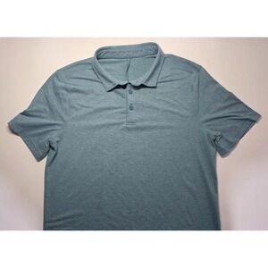Lululemon Mens Size M Green/Blue Short Sleeve Polo‎ Shirt